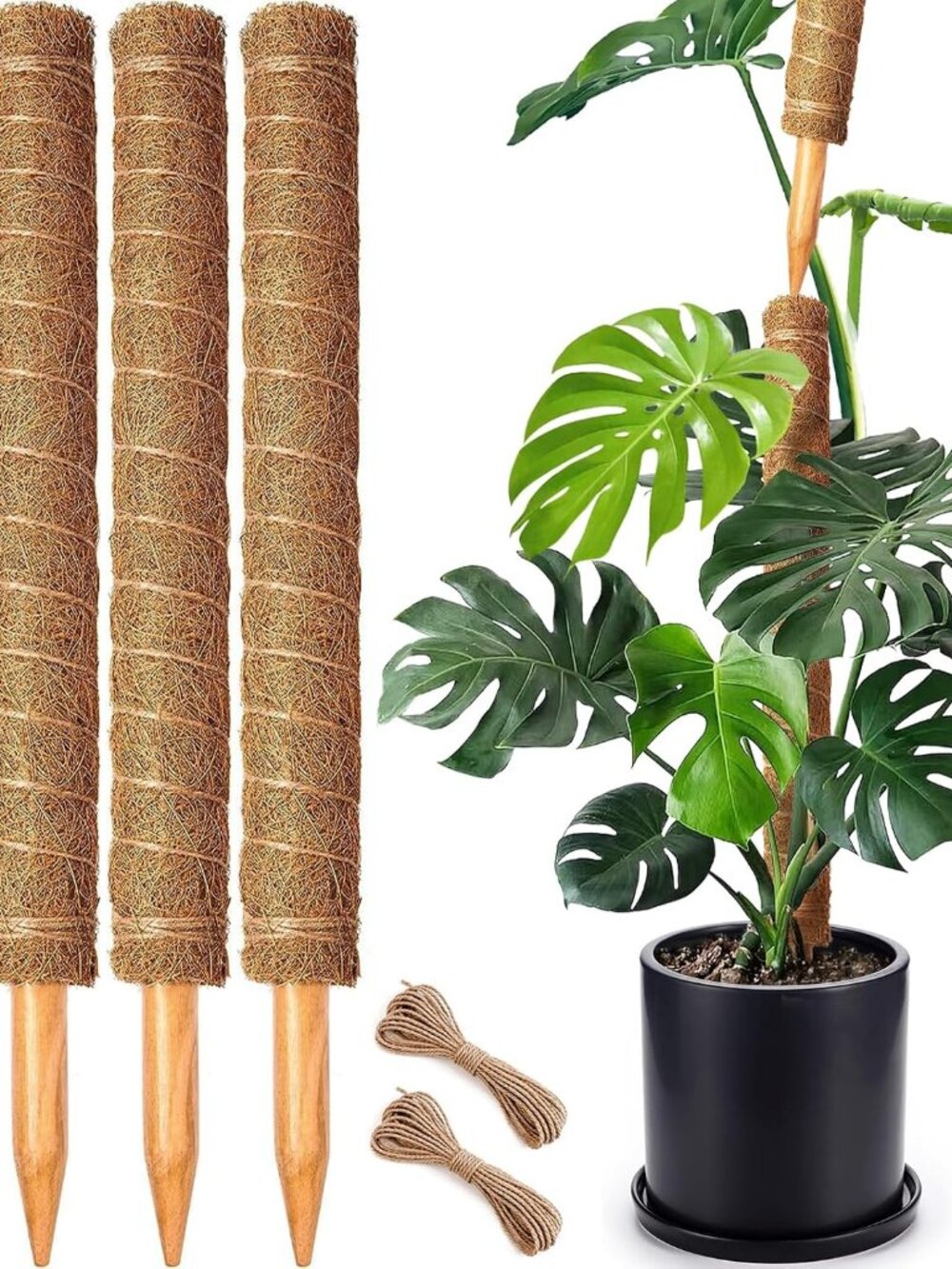 4 Pack 22 Inch Moss Poles, Stackable Moss Pole for Plants Monstera, 70 Inch Tall